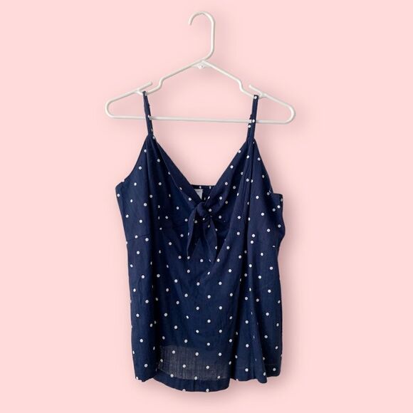 OLD NAVY Blue Polka Dot Spaghetti Strap Cami Top Size L Petite NWT - Picture 1 of 7